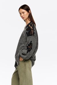 Càrdigan llarg puntes gris fosc