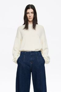 Ivory open-knit wool sweater