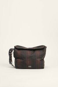 Grand sac hobo tartan marron chasse