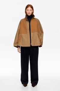 Two-tone khaki A-line trench