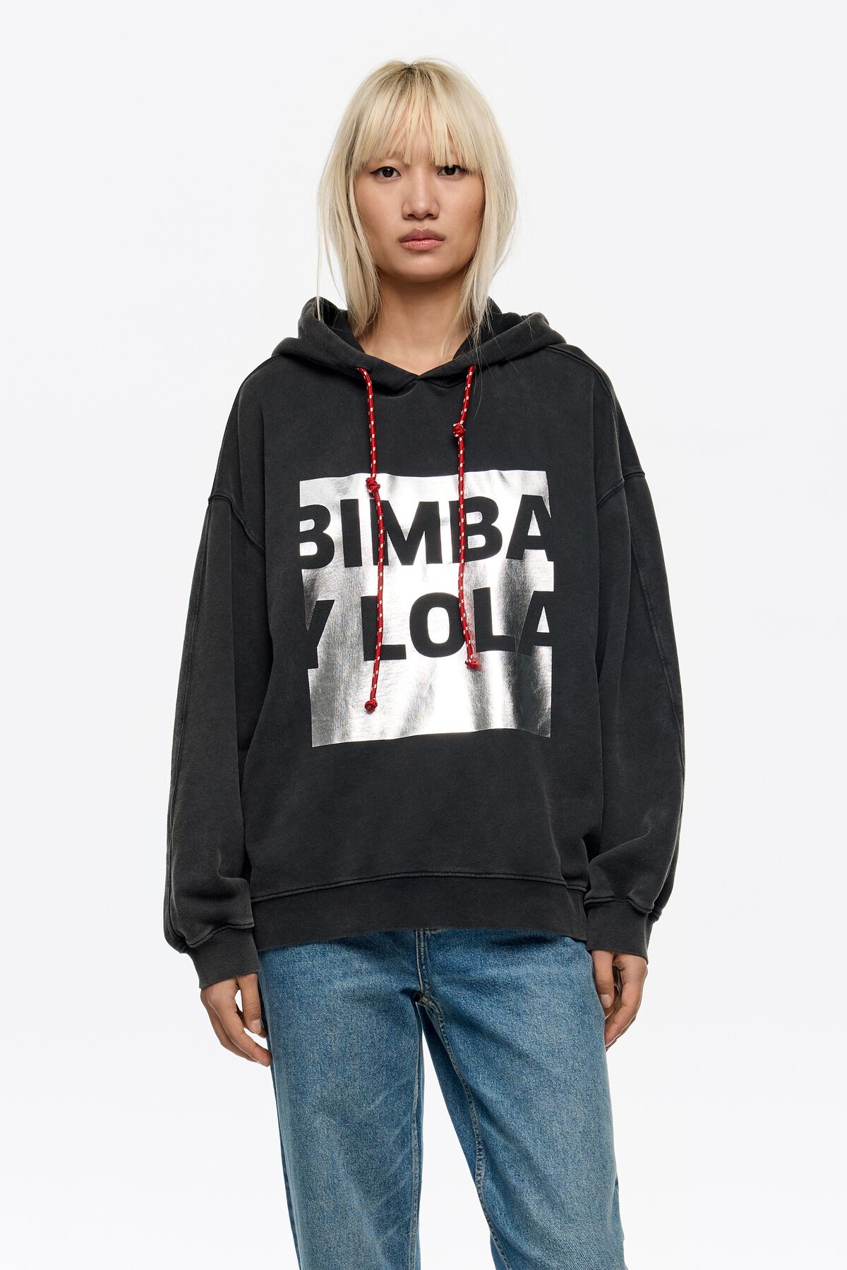 Washed black oversize logo sweatshirt
