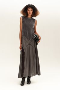 Vestido bimateria gris