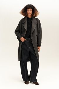 Abrigo doble faz oversize gris oscuro