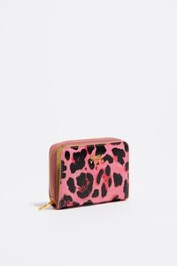 Cartera solapa textura brillo Leopard fresa