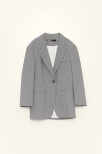 Light gray double-breasted tailored jacket with maxi lapels