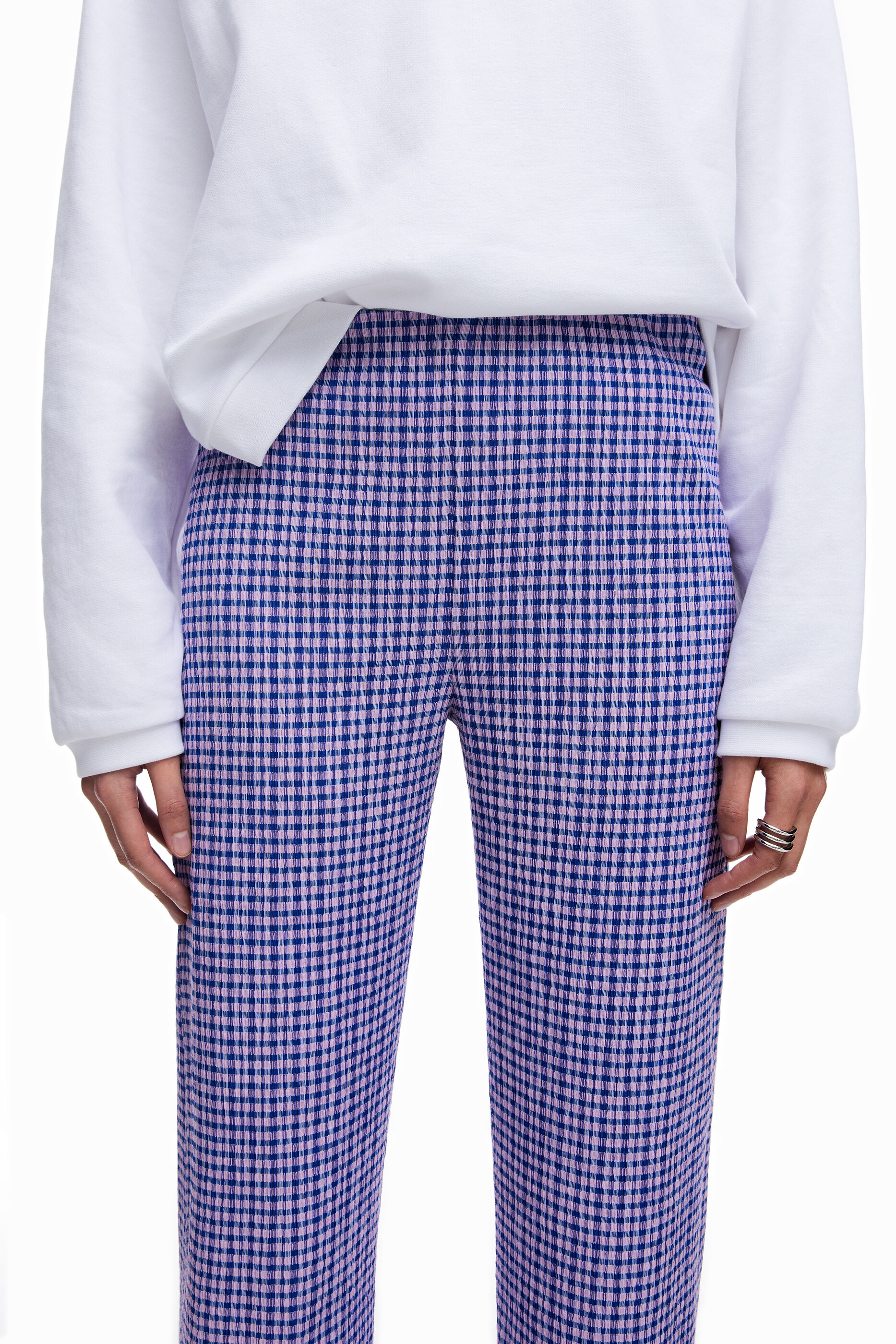Pantaloni vichy blu