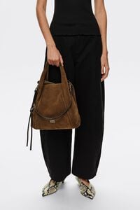 Medium olive suede Paper bag