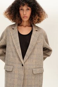 Light gray double-faced checked fur coat