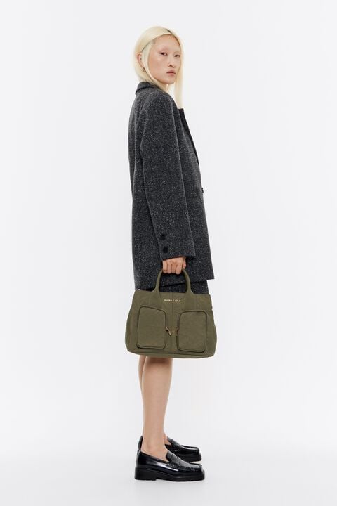 Bolso de mano Pocket grande nylon caqui Bolso de mano Pocket grande nylon caqui