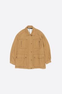 Camel linen jacket with adjustable waist