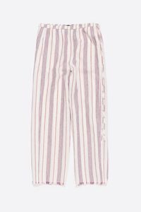 Pantal&oacute;n jogger lino desflecado rayas marfil