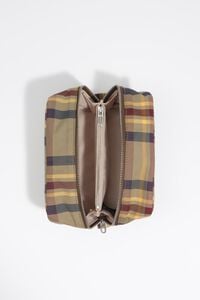 Neceser peque&ntilde;o jacquard tart&aacute;n caqui granate