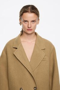Light khaki double-face double-breasted jacket