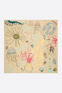 Len&ccedil;o motivos marinhos bege