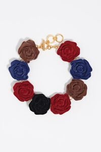 Red flocked rose necklace