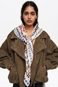 Off-white watercolor floral scarf