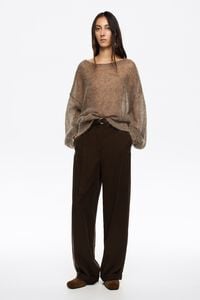 Dark brown fluid flared trousers