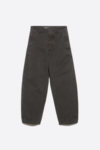 BARREL- Washed brown striped leg denim trousers