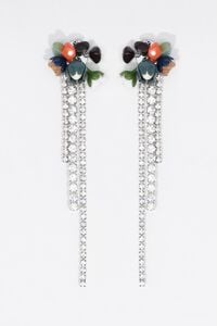 Tulip and stone earrings with silver crystals