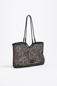 Bolso shopper grande efecto rafia chocolate