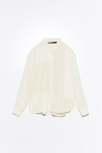 Cream patchwork straight shirt