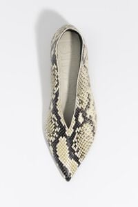 Snake print leather low heel court shoe