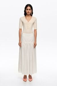 White cotton flared skirt