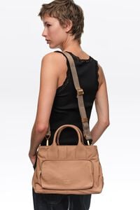 Bolso Pocket de mano grande algod&oacute;n marr&oacute;n claro