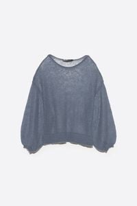 Light blue mohair boat-neck sweater