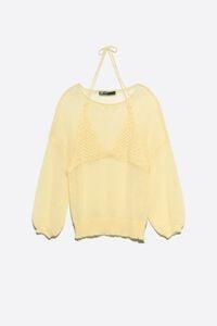 Light yellow mohair sweater with overlay top