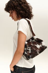 Bolso snaps mediano pelo marr&oacute;n