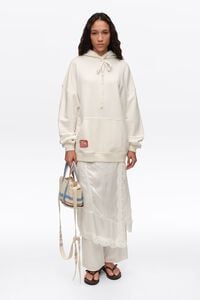 White embroidered oversize hoodie