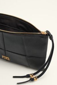 N&eacute;cessaire clutch fecho-&eacute;clair m&eacute;dio pele preto