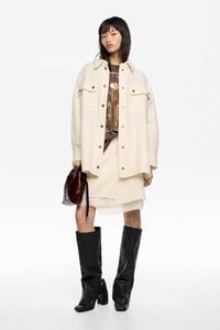 Off-white wool wrap mini skirt