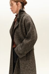 Medium length dark taupe double-face coat