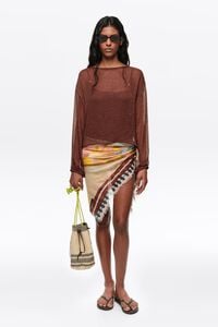 Brown boxy sweater with metallic beads