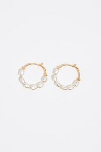 Pearls and chains golden hoop earrings