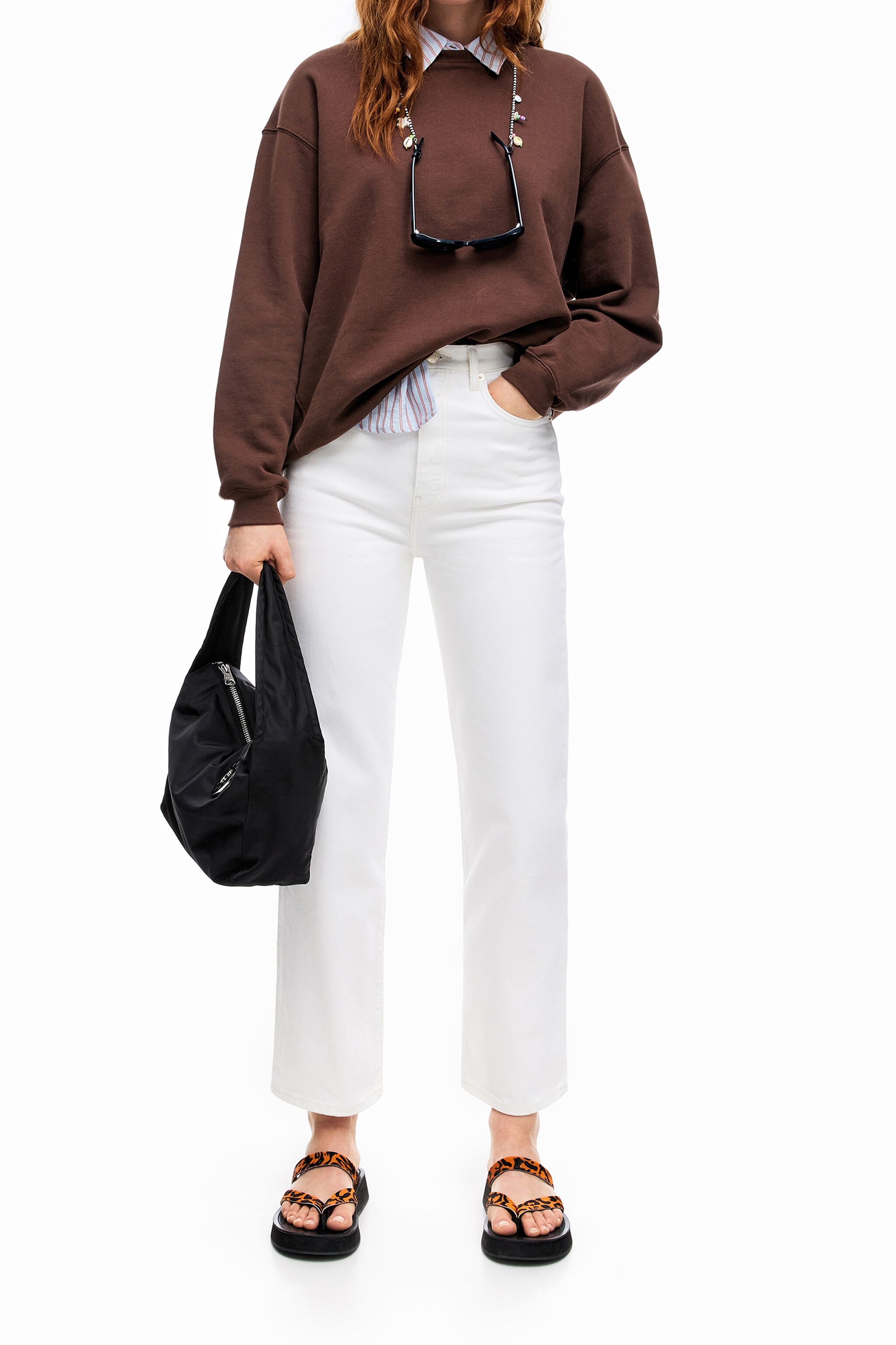 STRAIGHT CROPPED- Pantalon jean blanc