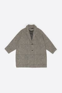 Black checked double-breasted midi jacket