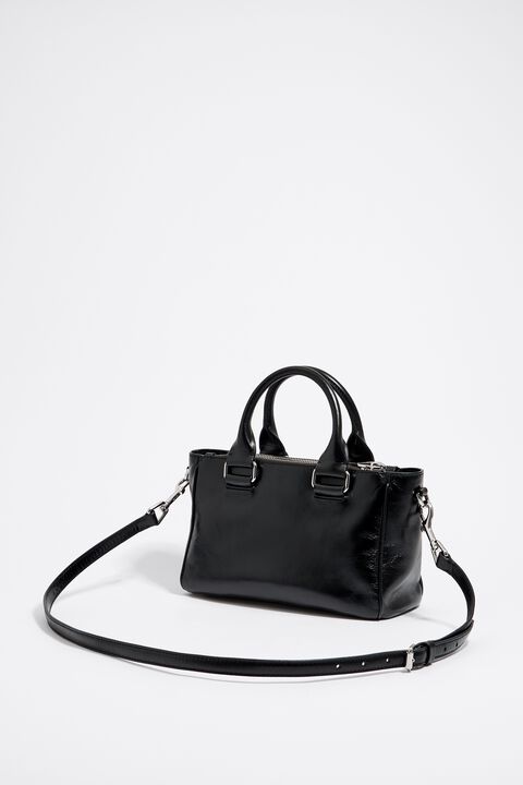 Medium black leather Pocket tote bag