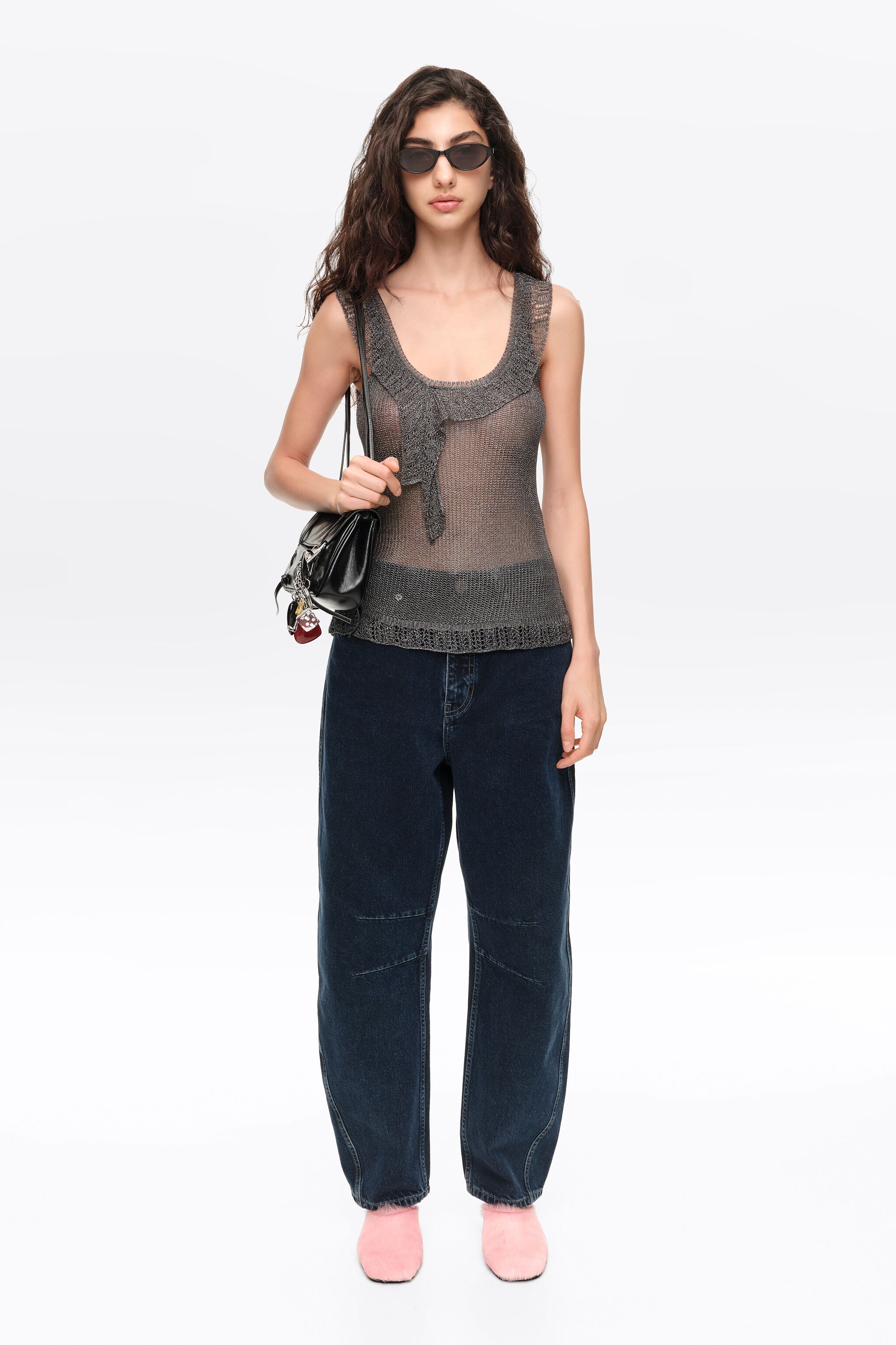 Pantalón denim barrel 5 bolsillos azul oscuro