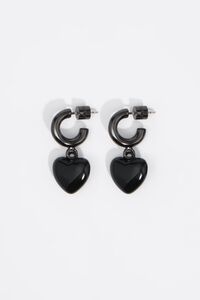 Pendientes aro coraz&oacute;n negro