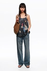 Seabed anthracite flowing strappy top