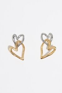 Pendientes dobles coraz&oacute;n textura bicolor