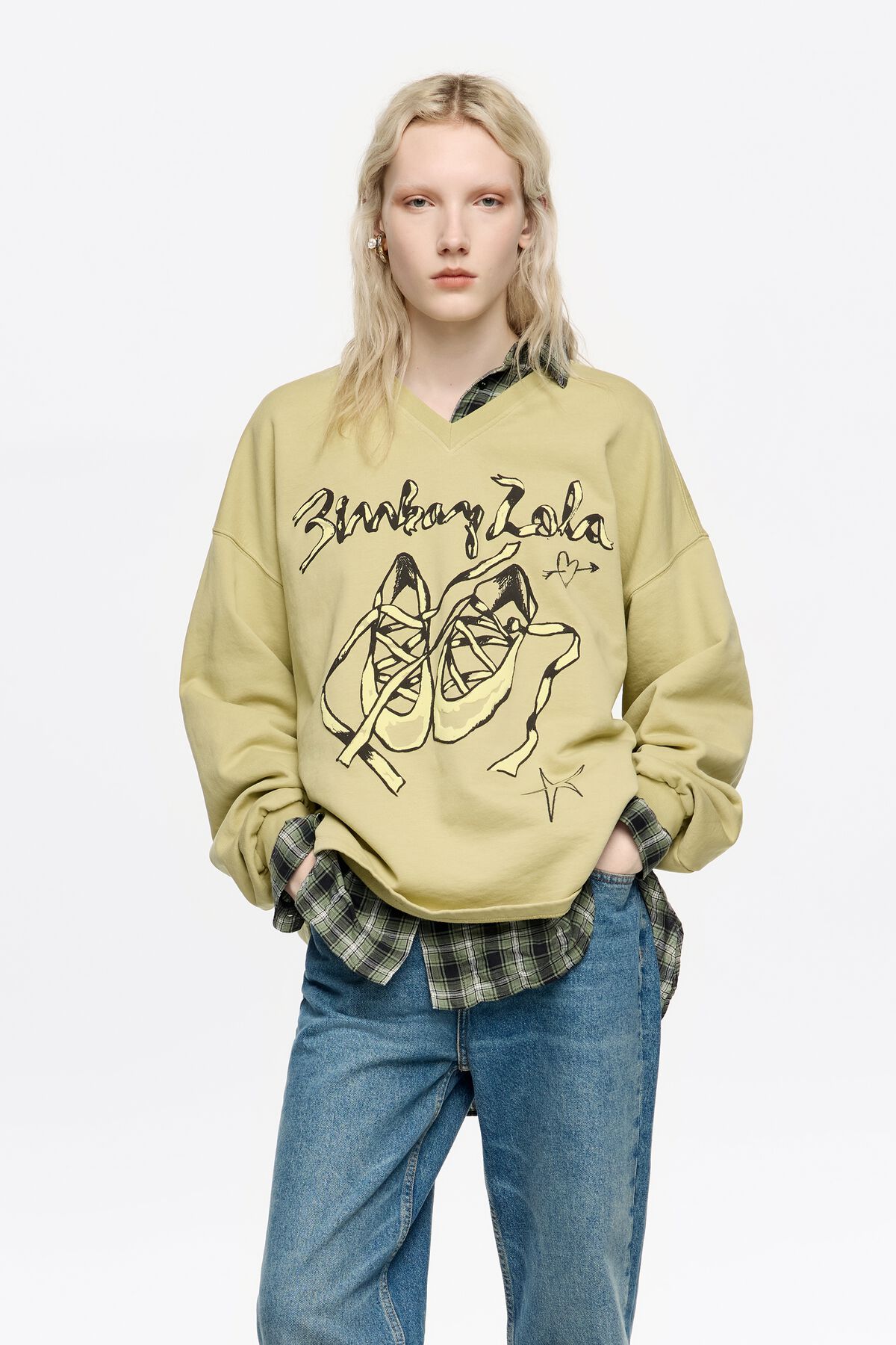 Sudadera larga logo bailarinas pistacho