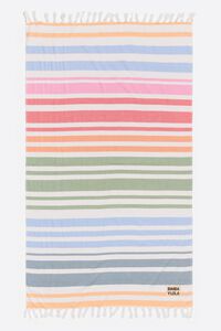 Toalla algodón rayas multicolor verde