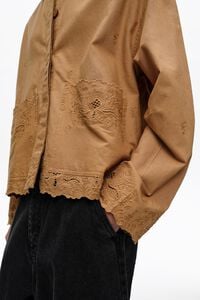 Chaqueta recta bordados camel