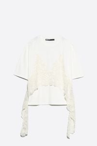 White T-shirt top with lace overlay