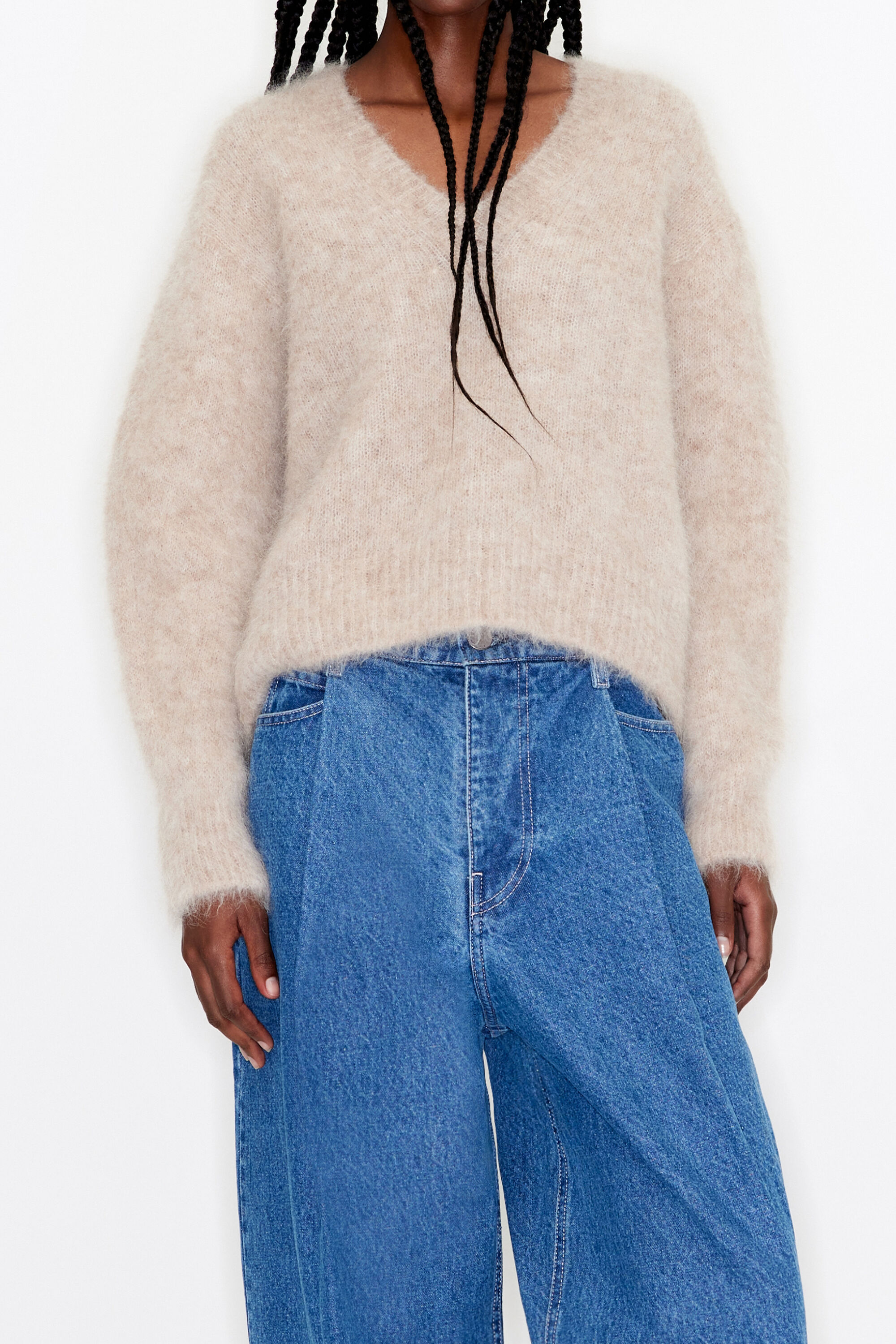 Camel mohair boxy sweater
