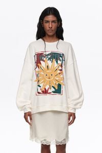 Ivory toweling Sun logo sweatshirt